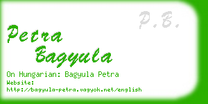 petra bagyula business card